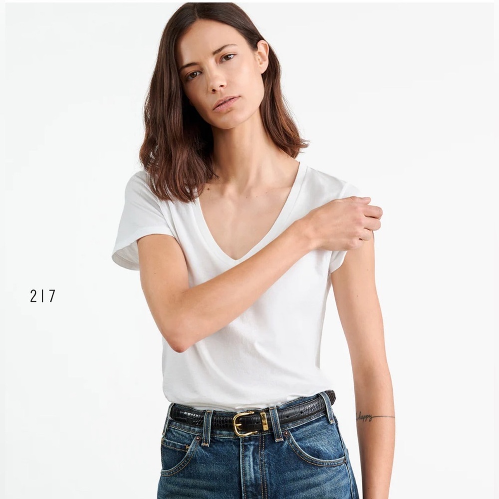 Nili Lotan White V-Neck Short Sleeve Tee - Picture 3 of 11